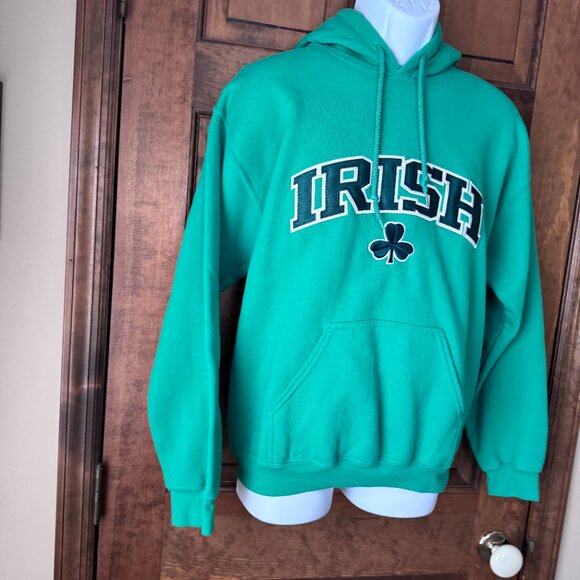 Gildan Green Hoodie Sweatshirt w/IRISH & Shamrock Medium - Picture 8 of 12